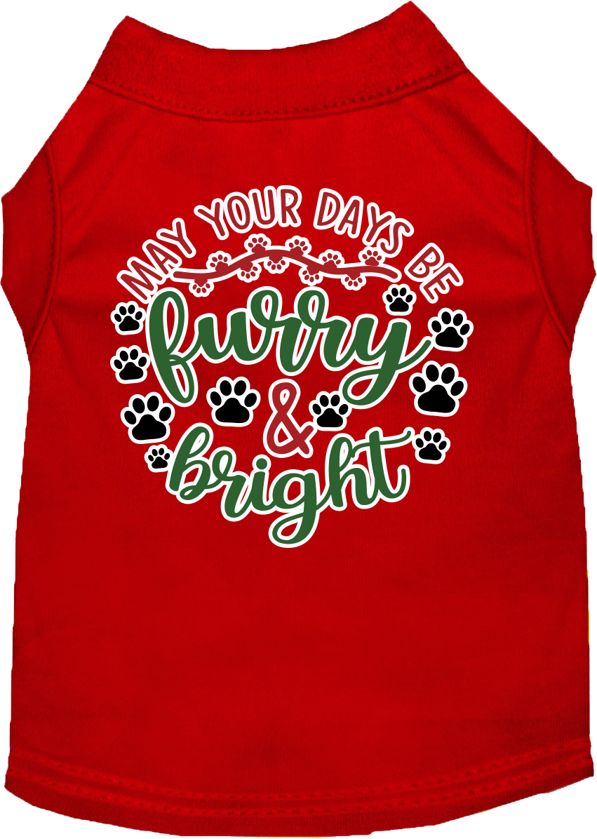 Furry and Bright Screen Print Dog Shirt Red Size 4X